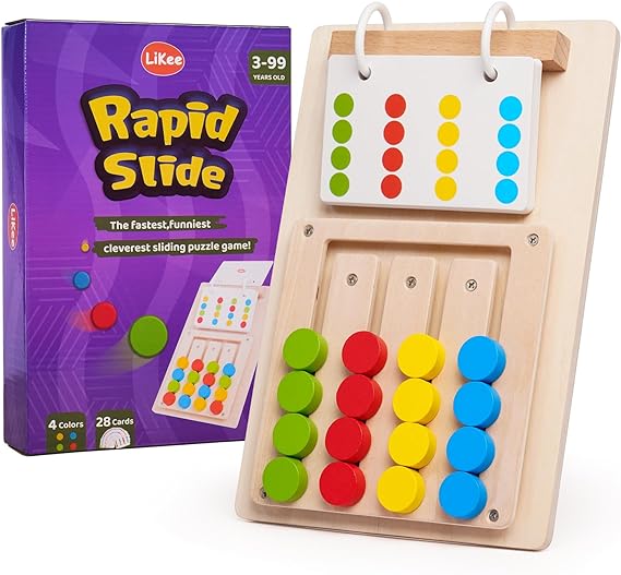 LiKee No-Lose-Parts Wooden Color Matching Puzzle Montessori Toys for 3+ Years Old, Brain Teasers Mental Challenge Game Learning Tool for Kids Boys Girls Developing Minds, Perfect for Travel, Road Trip