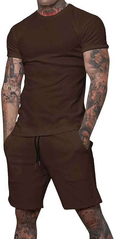 Uni Clau Mens Short Sets 2 Piece Outfits Fashion Summer Tracksuits Casual Shirt and Shorts Set