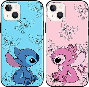 2 Pack Cute Anime Phone Case Compatible with iPhone 14/13 Case 6.1",Movie Cartoon Pattern Phone Cover,Soft TPU Shockproof Funda for Women Girls Boys for iPhone 14 Black