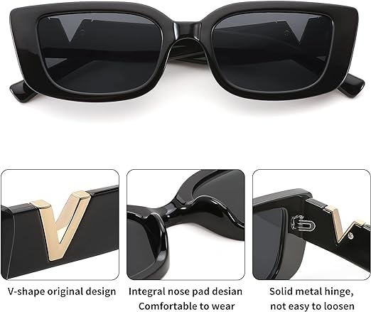 FEISEDY Small Rectangle Sunglasses for Women Men Vintage Trendy Y2K Rectangular Sunglasses B9066
