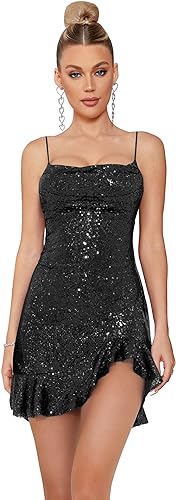 meilun Sparkly Glitter Mini Homecoming Dress for Teens Short Cocktail Party Dress with Ruffle Sequins Prom Gown