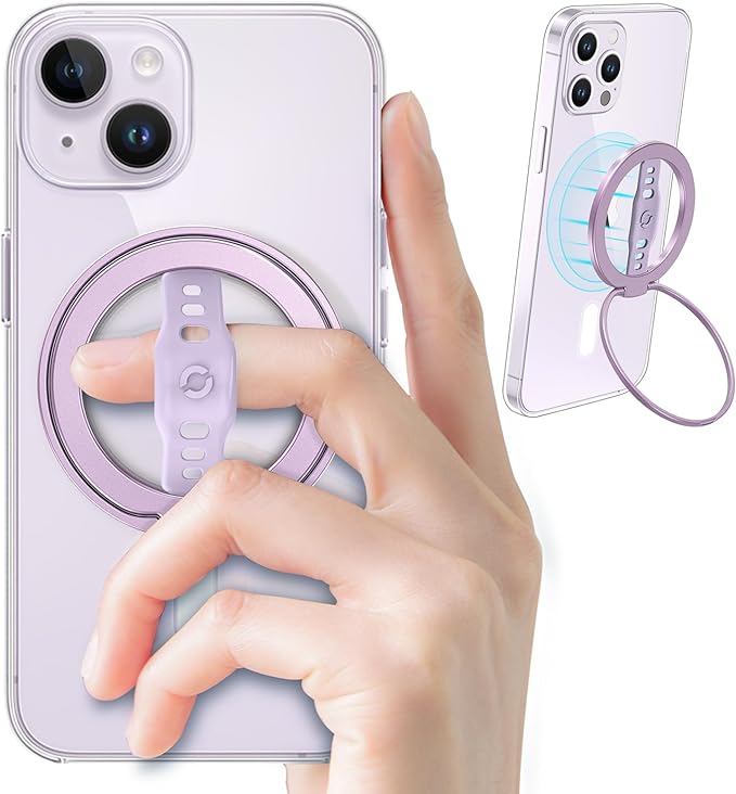 EWA The New MagOne (Upgrade) Compatible with MagSafe Phone Grip Stand with Silicone Finger Strap, Removable Magnetic Ring Holder Kickstand Loop, Only for iPhone 15, 14, 13 Pro/Max/Plus