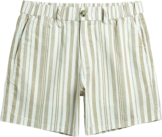 maamgic Men's Classic-fit 5.5" Cotton Casual Shorts Elastic Waistband with Multi-Pocket Daily Wear Walking Summer Outfit