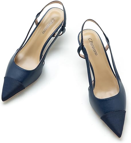 C.Paravano Women's Slingback | Leather Slingback Flats | Pointed Toe Slingback Pumps | Comfort Heeled Sandal | Slip on Flats Shoes for Wedding