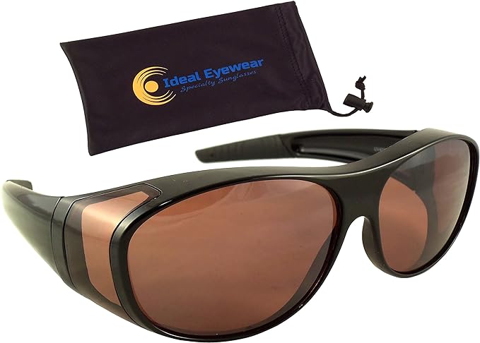 Sun Shield Blue Blocking Fit Over Sunglasses HD Copper Lenses - Wear Over Glasses - Wrap Around