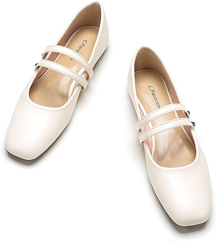 C.Paravano Mary Jane Shoes for Women | Women Flats | Womens Square Toe Flats | Leather Mary Jane