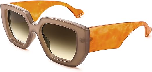 FEISEDY Oversized Square Sunglasses for Women Men Thick Frame Shades B4074