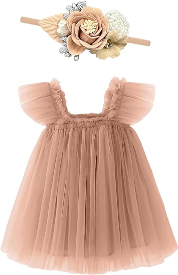 Baby Girl First Birthday Dress Smash Cake 1st Birthday Outfit with Flower Headband