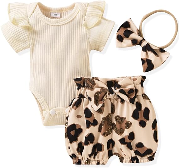 Aalizzwell Baby Girls Ribbed Bodysuit Bloomer Shorts Outfits Summer Clothes