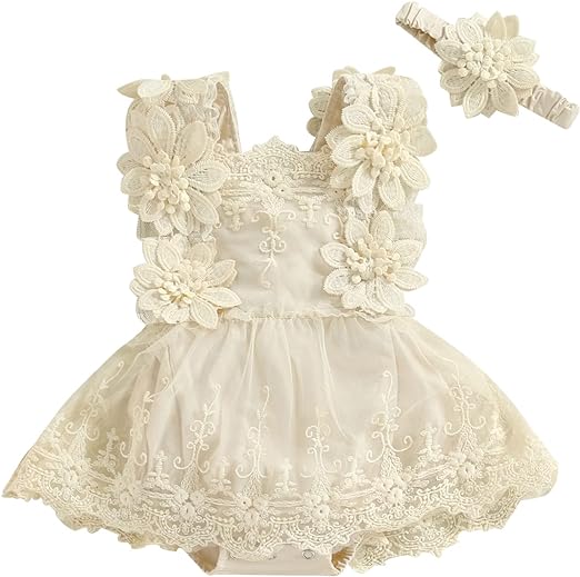 MERSARIPHY Newborn Baby Girl Boho Outfits Infant Lace Tulle Ruffle Bubble Romper Dress Jumpsuit Bodysuit Photoshoot Clothes