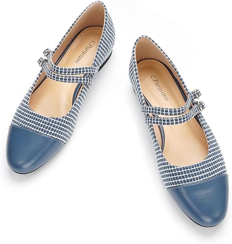 C.Paravano Mary Jane Shoes for Women | Women's Flats | Round Toe Mary Jane Flats | Dress Flats Shoes | Women Slip On Ballet Flats