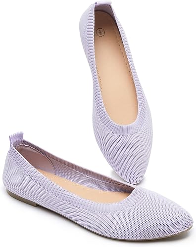 BABUDOG Women's Mesh Flats Shoes Pointed-Toe Dress Shoes for Women Black Flats Shoes Comfortable Memory Foam Flats Shoes