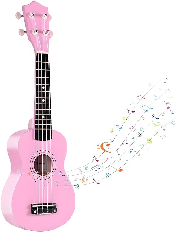 Kids Guitar Acoustic, Jakeloo 21 Inch Wooden Acoustic Guitar for Toddler Guitar Toy Childrens Guitar Musical Toy Instruments Ideal for 3-9 Year Old Boys Girls Gifts (Pink)