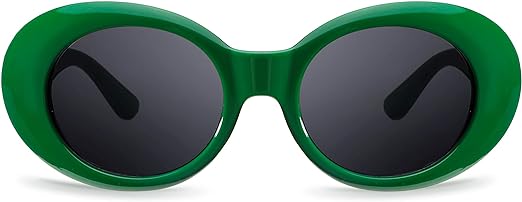 FEISEDY Sunglasses White Oval Clout Goggles for Women Men Retro Round Trendy Rimmed Clueless Costume Frame B2253