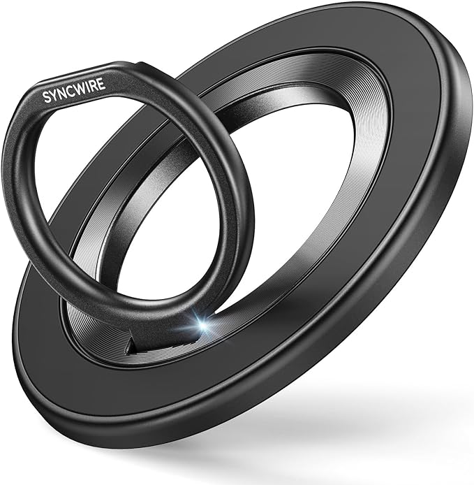 SYNCWIRE Upgraded Magnetic Phone Ring Holder for MagSafe, Magnetic Cell Phone Grip Stand Finger Ring Kickstand with Two-Sided Magnetic Compatible iPhone 15 Pro Max 14 13 12,Android,MagSafe Accessories