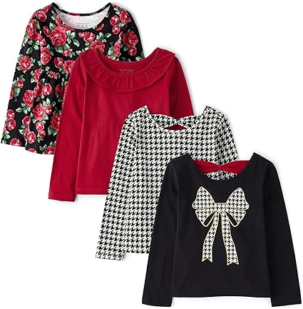 The Children's Place Baby Toddler Girl Long Sleeve Fashion Shirts 4-Pack