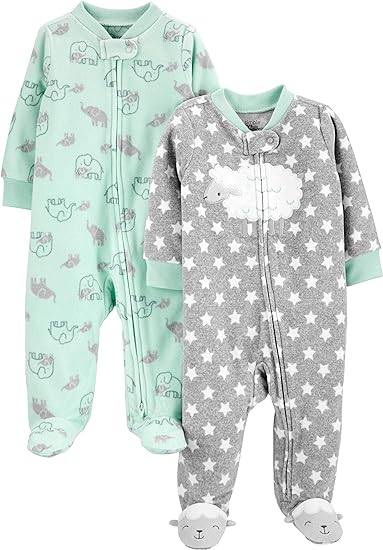 Simple Joys by Carter's Unisex Babies' Fleece Footed Sleep and Play, Pack of 2