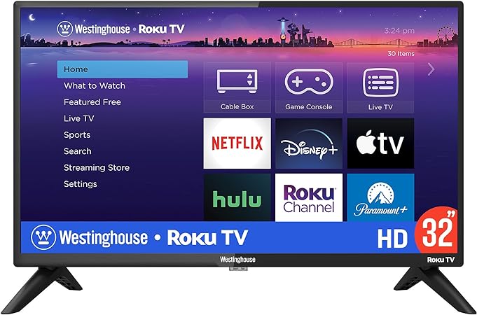 Westinghouse Roku TV - 32 Inch Smart TV, 720P LED HD TV with Wi-Fi Connectivity and Mobile App, Flat Screen TV Compatible with Apple Home Kit, Alexa and Google Assistant