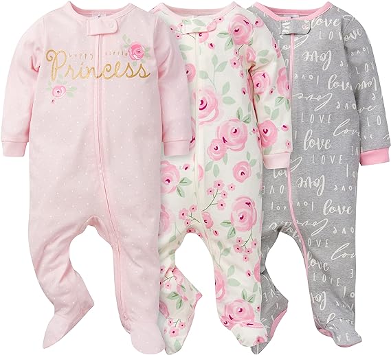 Gerber Baby Girls' 3-Pack Sleep 'N Play