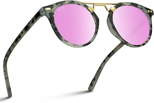 WearMe Pro Polarized Round Retro Double-Bridge Vintage Women's Sunglasses
