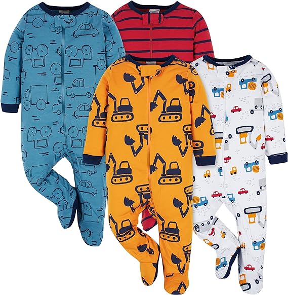 Onesies Brand baby-boys 4-pack Sleep 'N Play Footies