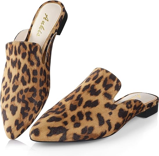 Ankis Mules for Women Flats -Comfortable Black Womens Mules Flats Closed Pointed Toe Mules for Women Shoes Slip on