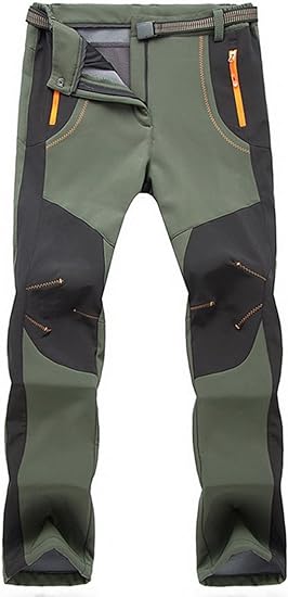 TBMPOY Men's Snow Ski Hiking Pants Waterproof Fleece Lined Pants Outdoor Mountain Softshell with Belt