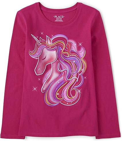 The Children's Place Girls' Long Sleeve Animal Graphic T-Shirt
