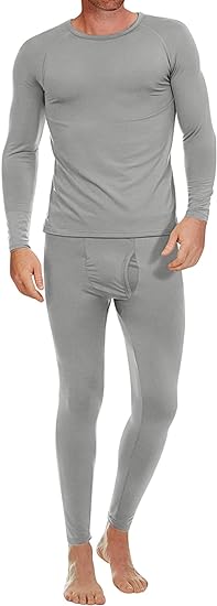 Ekouaer Men's Thermal Underwear Stretchy Long Johns Set Micro Fleece Warm Base Layer 2 Piece Basic Top & Bottom Suit(S-3XL)