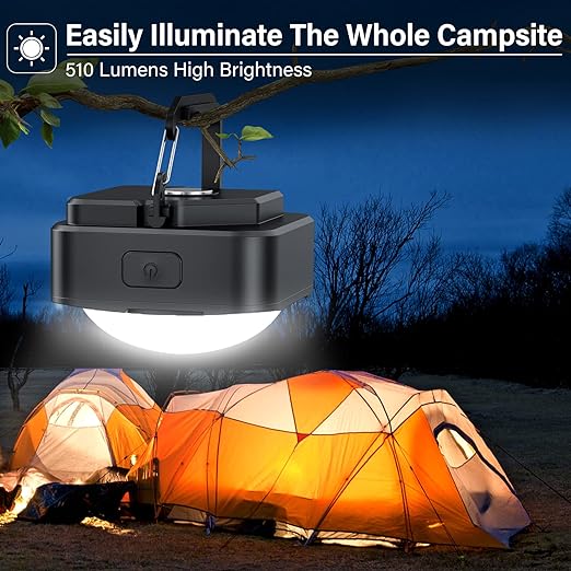 FLY2SKY 3 Pcs Black Camping Light Tent Light Portable Rechargeable LED Camping Light Survival Gear Camping Accessories Camping Equipment for Hiking Backpacking Fishing Hurricane Emergency Outage