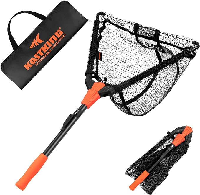 KastKing Pontus Fishing Net Fish Landing Net, Foldable & Lightweight Freshwater Fishing Landing Net with Built in Length Scale, Aluminum Handle, Fish-friendly Mesh for a Safe Release, Fishing Gifts fo