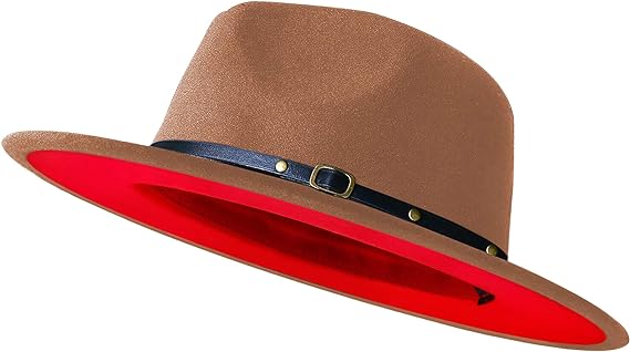 Wide Brim Fedora Hats for Women Men Two Tone Dress Hat Felt Panama Hat in Two Audlt Size