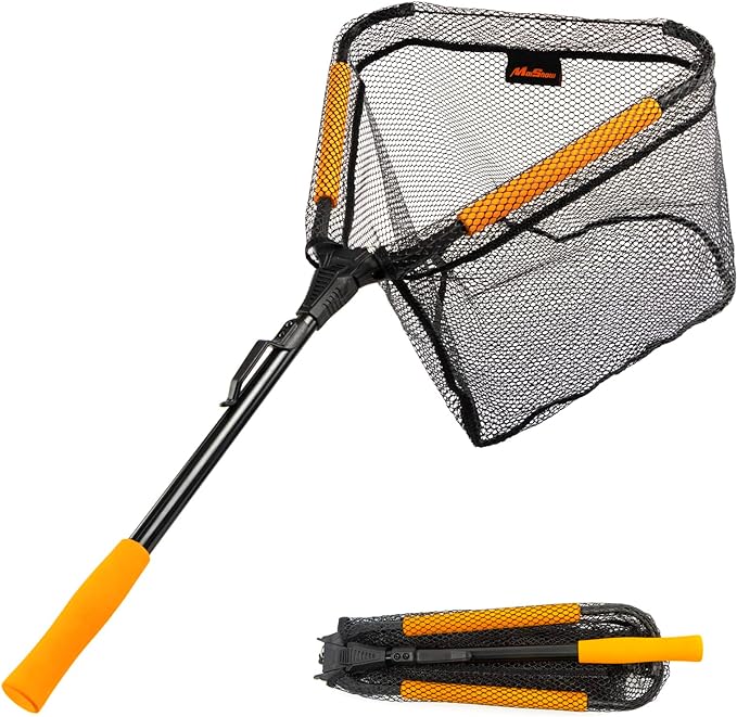 MoiShow Floating Fishing Net - Fishing Landing Net Foldable Fishing Net for Freshwater or Saltwater - Folding Fishing Net and Fly Fishing net