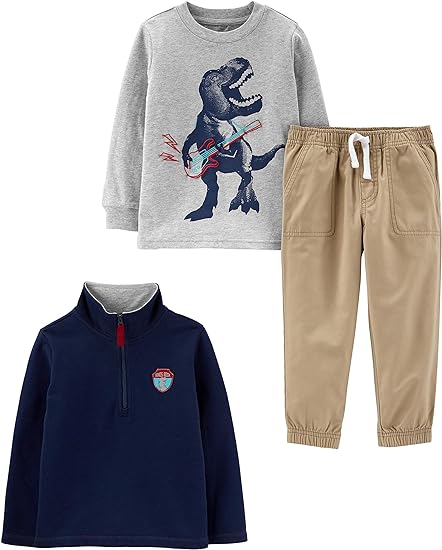 Simple Joys by Carter's Toddlers and Baby Boys' 3-Piece Fleece Jacket, Long-Sleeve Shirt, and Woven Pant Playwear Set