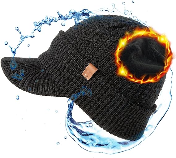 TOP-EX L/XL/XXL 50% MerinoWool Waterproof All Weather Brim Beanie Fleece Lined