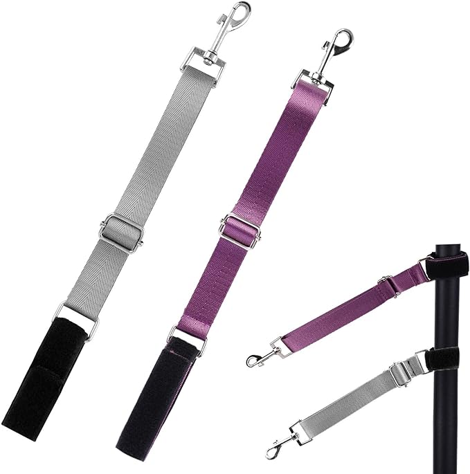 2pcs Dog Grooming Extender Straps, Adjustable Leash Dog Grooming Loop Arm Accessories Supplies for Pet Grooming Table (Gray, Purple)