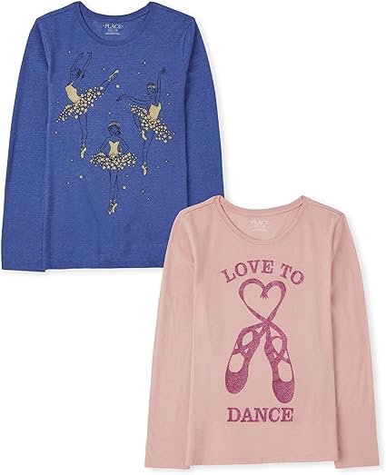 The Children's Place Girls Long Sleeve Graphic T-Shirt 2-Pack