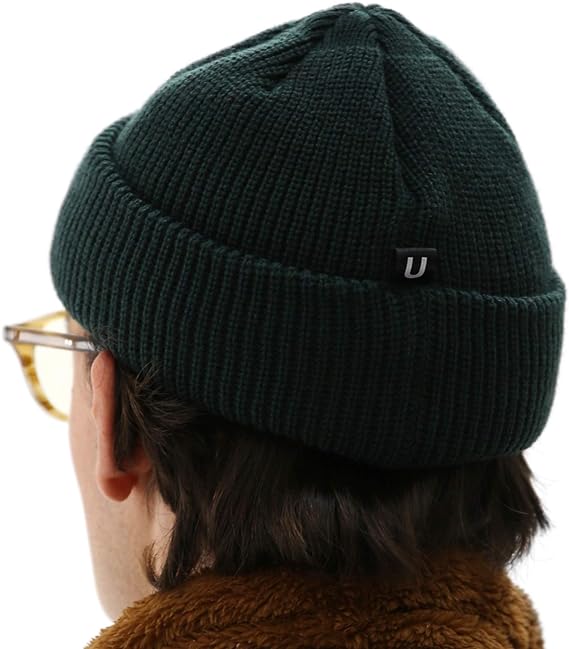 UNDERCONTROL Logo Label Patch Unisex Fall Winter Short Thick Cuffed Rollup Warm Beanie Korea Trawler Fisherman Knit Skull Hat