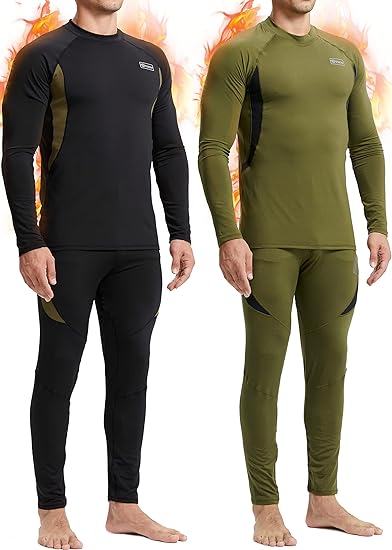 romision Thermal Underwear for Men, Long Johns Set with Fleece Lined, Winter Hunting Gear Warm Base Layer Sport Top & Bottom