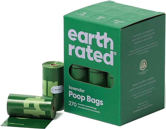 Earth Rated Dog Poop Bags, New Look, Guaranteed Leak Proof and Extra Thick Waste Bag Refill Rolls For Dogs, Lavender Scented, 270 Count