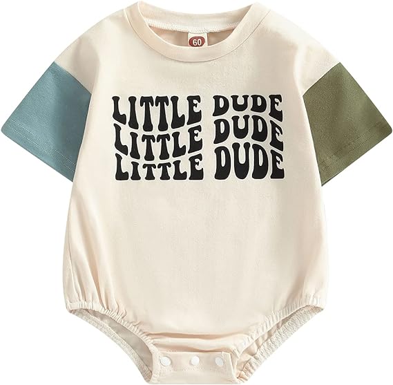 LIOMENGZI Baby Boy Romper Outfit Summer Fall Color Block Jumpsuit Casual Little Dude Short/Long Onesie Bodysuit Clothes