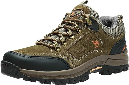 CAMEL CROWN Mens Hiking Shoes Breathable Non-Slip Sneakers Leather Low Cut Boots for Outdoor Trailing Trekking Walking