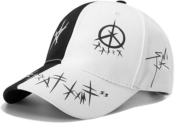 Unisex Graffiti Baseball Cap, K-pop Boys Outdoor Snapback Hat，Black White Hiphop Hat, Dad Hat, Trucker hat for Men Women