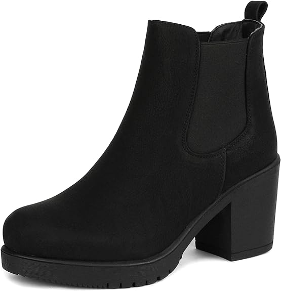 DREAM PAIRS Women's FRE High Heel Chelsea Style Ankle Bootie