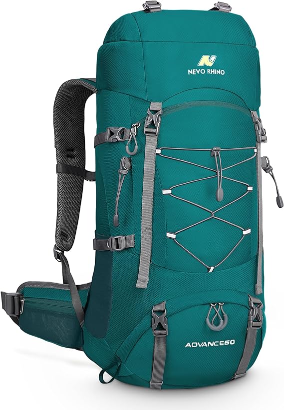 N NEVO RHINO Waterproof Hiking Backpack 50L/60L, Camping Backpack with Rain Cover, Hiking Travel Mountaineering Backpack