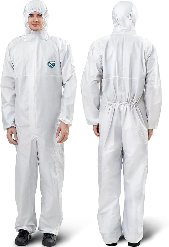 Medtecs Hazmat Suits - 6 Sizes Options - Disposable Coveralls Suit, Medical Protective Coverall PPE Hazmat Suits