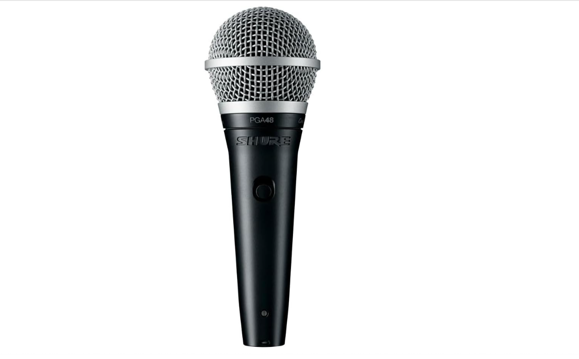 Shure PGA48 Dynamic Microphone - Handheld Mic for Vocals with Cardioid Pick-up Pattern, Discrete On/Off Switch, 3-pin XLR Connector, 15' XLR-to-QTR Cable, Stand Adapter and Zipper Pouch (PGA48-QTR)