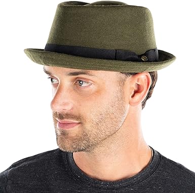 Funky Junque Fedora Hats for Men Premium Wool Women Structured Black Bowler Pork Pie Short Brim Vintage Trilby Stetson