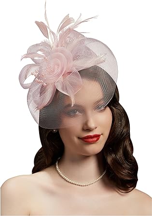 Cizoe Sinamay Fascinators for Women Tea Party Hats Kentucky Derby Wedding Cocktail Flower Mesh Feathers Hair Clip