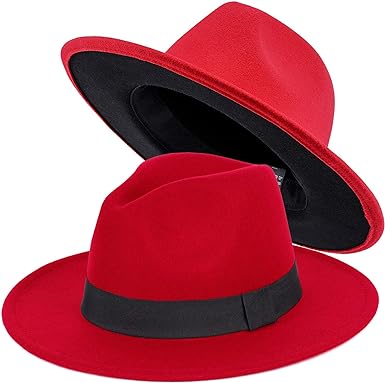FADACHY Trendy Fedora Hats for Men & Women Wide Brim Felt Hat Dress Panama Hat Two Tone Fedora
